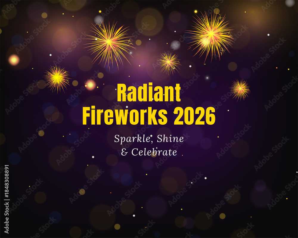 Fototapeta premium radiant fireworks 2026 celebration background design