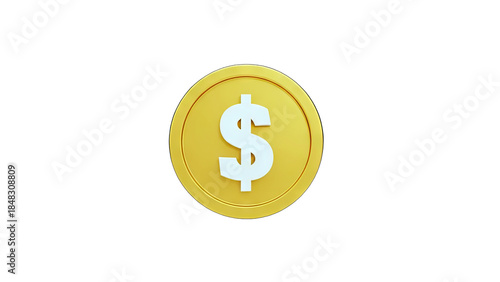 Golden Dollar Coin Isolated on White Background