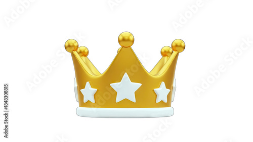 Golden Crown with Stars Isolated on White Background