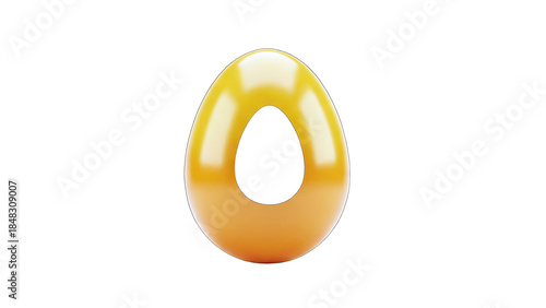 Golden Egg with Hole on White Background