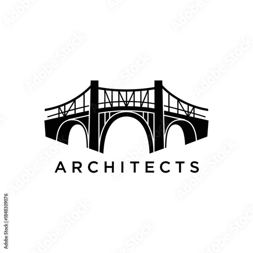 Architects Bridge Logo Design with Arches and Structure.