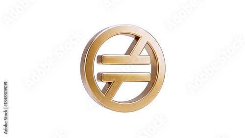 Golden Geometric Symbol on White Background