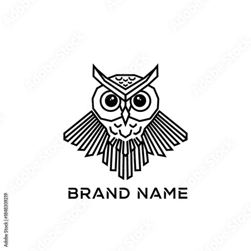 Minimalist Geometric Owl Logo Design with Clean Lines and Modern Aesthetic.