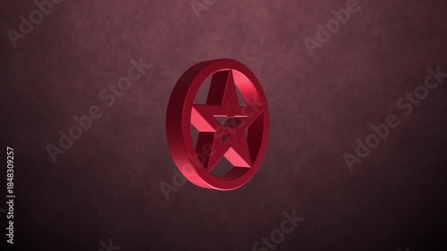 Red Rotating 5-point Star Symbol on Dark Textured Background – Vertical Cinematic Motion Graphic with Luma Matte for Video Intros, Overlays, Gaming and Social Media