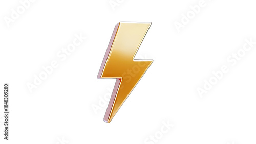 Golden Lightning Bolt on White Background