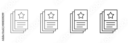 Interactive Flashcard Icons Vector Set In Different Stroke Line Style