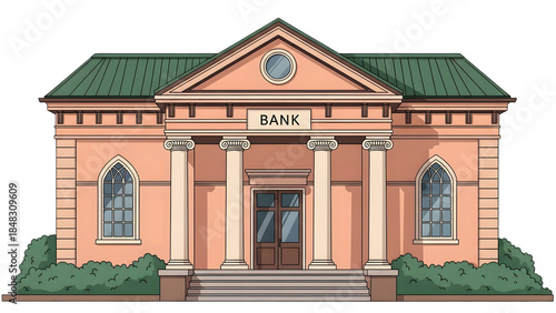 Wallpaper Mural Illustration of a bank building isolated on transparent background Torontodigital.ca