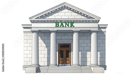 Wallpaper Mural Illustration of a bank building isolated on transparent background Torontodigital.ca