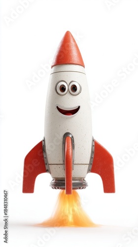 Cartoon Rocket Ship Taking Off