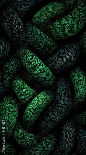 Intricate Pixelated Weave Pattern In Dark Green And Blue