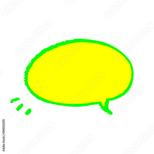 蛍光カラーのクレヨン風手描き吹き出しイラスト　ガサガサ線がかわいいコメント用フレーム素材