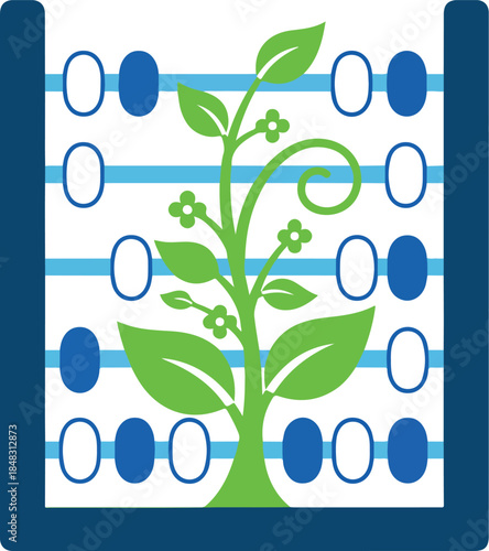Abacus with Sprout Growth and Financial Calculation Concept.