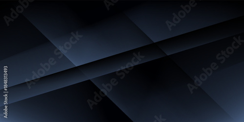 Modern black dark blue white abstract background. Minimal. Color gradient. Web banner. Geometric shape. 3d effect. Lines stripes triangles. Design. Futuristic. Metal metallic effect. Luxury. Premium.