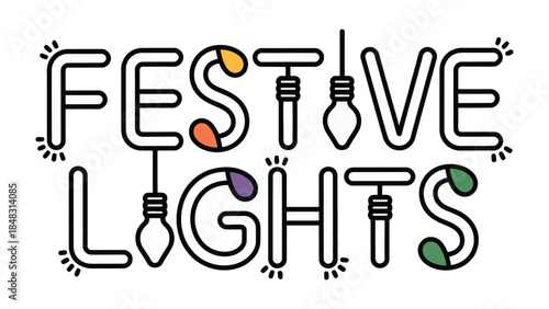 Festive Lights Typography: A visually striking typographic design, with each letter illuminated with lights, perfect for seasonal and celebratory projects.