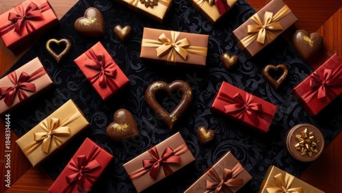 Gift boxes and heart shapes 