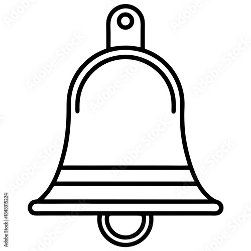 Flat black line of a bell on white background symbol