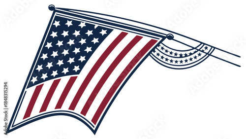 American flag banner with stars and stripes USA flag patriotic banner red and blue stripes white stars