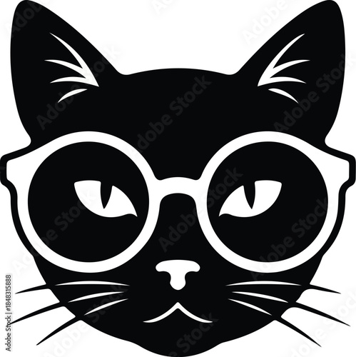 Black Cat with Glasses A Smart and Stylish Feline Portrait.
