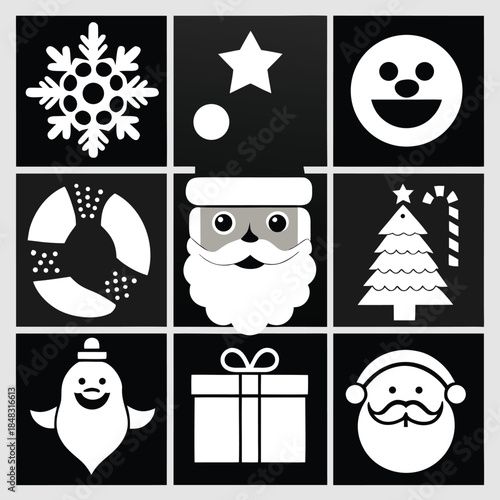 Monochromatic grid of nine perfectly arranged black and white circles, clean, modern, minimalist pattern