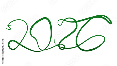 2026 Vector art, Text 2026 with Vines Style, 2026 Plant Style.