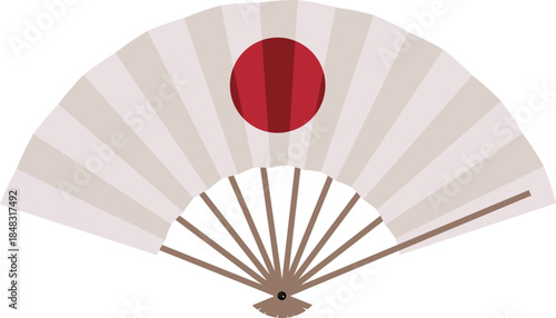 A simple decorative material in the Japanese style, illustrated here as a Hinomaru fan. / 日の丸の扇子のイラスト シンプルな装飾素材 和風