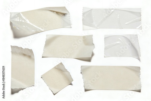 Wallpaper Mural tape. Set of realistic adhesive tape pieces with wrinkles isolated on white. design resources, mood boards, designed for graphic designers and stationary mockups. Torontodigital.ca