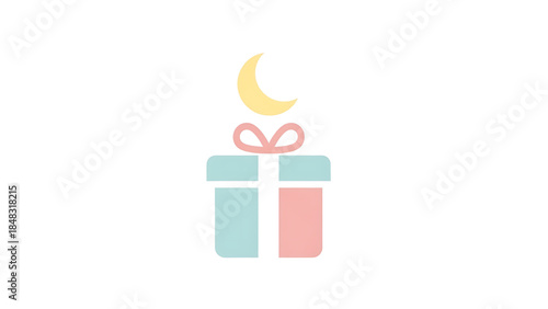 Isolated vector illustration of a red gift box with a gold ribbon bow, a festive holiday package for Christmas or birthday celebration surprise wrapped in colorful paper