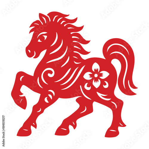 horse zodiac chinese paper cutting