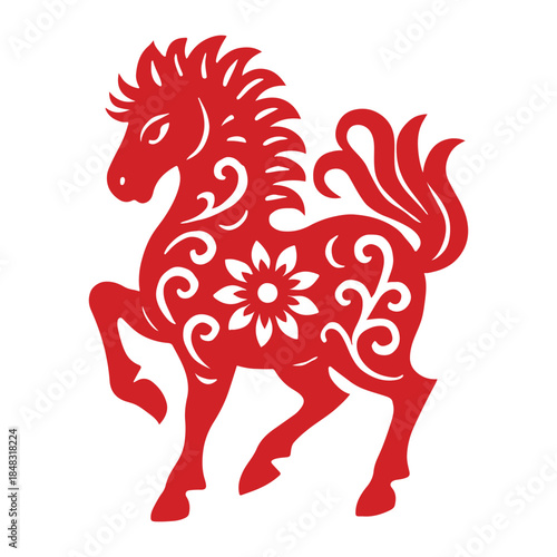 horse zodiac chinese paper cutting