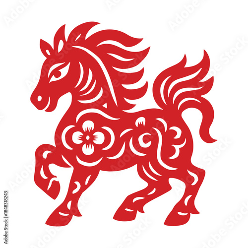 horse zodiac chinese paper cutting