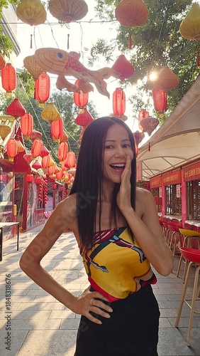 young woman in the chinese street