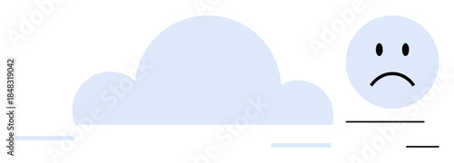Emotions concept. Abstract cloud and sad face emotions, loneliness, and sadness. Emotions tied to mental health, expression, and understanding. For mental health, empathy mindfulness communication