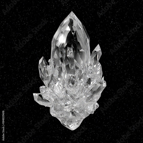 Radiant Facet Crystal Against Starry Background