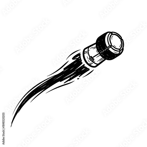 Dynamic Retro Rocket Illustration Depicting a Powerful Spacecraft in Motion