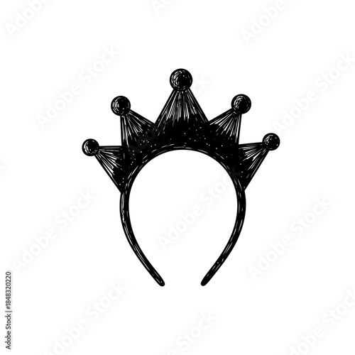 Elegant black tiara with spherical embellishments showcasing royalty and fashion elegance