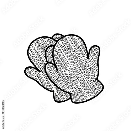 Simple Hand-Drawn Icon of Two Overlapping Gloves Illustrating Basic Design