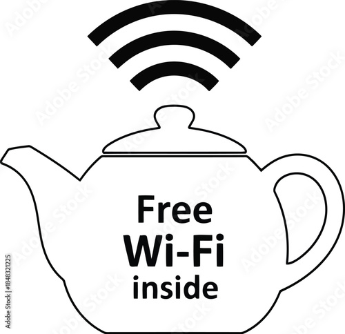 Vintage teapot with free wi fi signal symbol connectivity internet connection concept vector