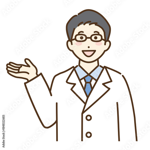 病院・医療 / 案内・説明する白衣を着た男性医師