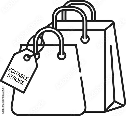 Hand drawn shopping bags with tag vector icon for retail and e commerce sale promotions vector
