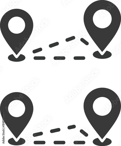 Map pin location route navigation pointer journey destination tracking journey path vector