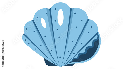 Stylized Blue Clam Shell Illustration