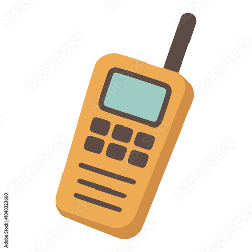 portable walkie talkie mobile communication device technology flat color vector illustration template design