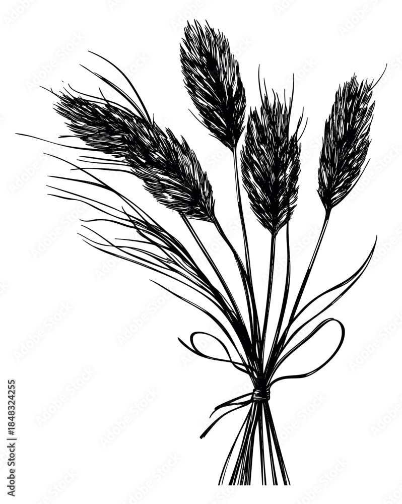 Fototapeta premium Hand drawn wheat bouquet illustration