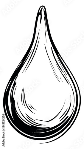 Drop icon black and white line art vector illustration