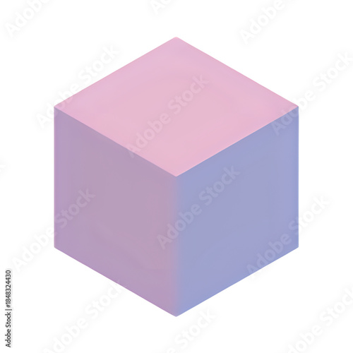 A 3D cube with pastel colors viewed from an isometric angle