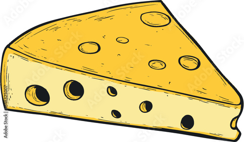 Hand drawn cheese wedge illustration