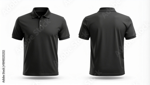 Clean front and back views of white and black polo shirts. Perfect for showcasing custom branding and professional designs.