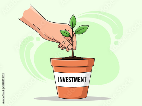 Hand Planting Investment Financial Growth