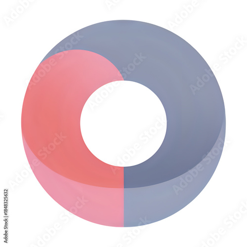 Circular graphic illustration with pink and blue segments on white background