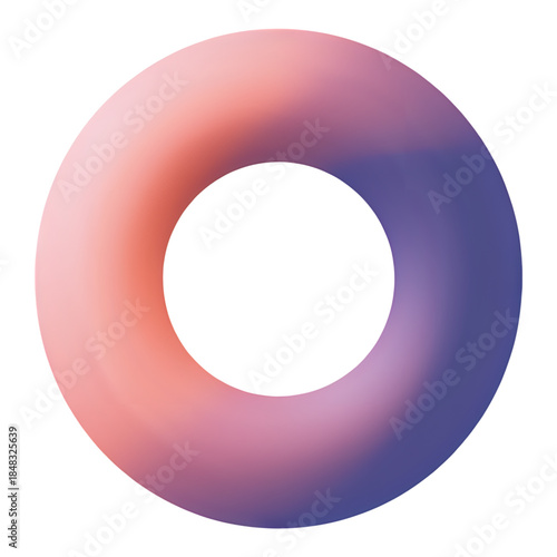A colorful torus with a gradient transitioning from red to purple on a white background
